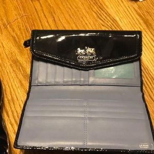 Coach wallet blue leather